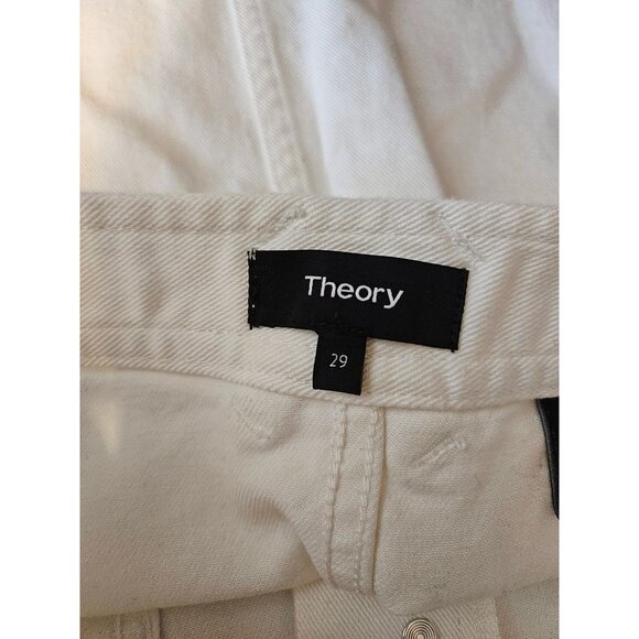 Theory Womens Off White Button Fly  Denim Mini Skirt Size 29 - Picture 5 of 6